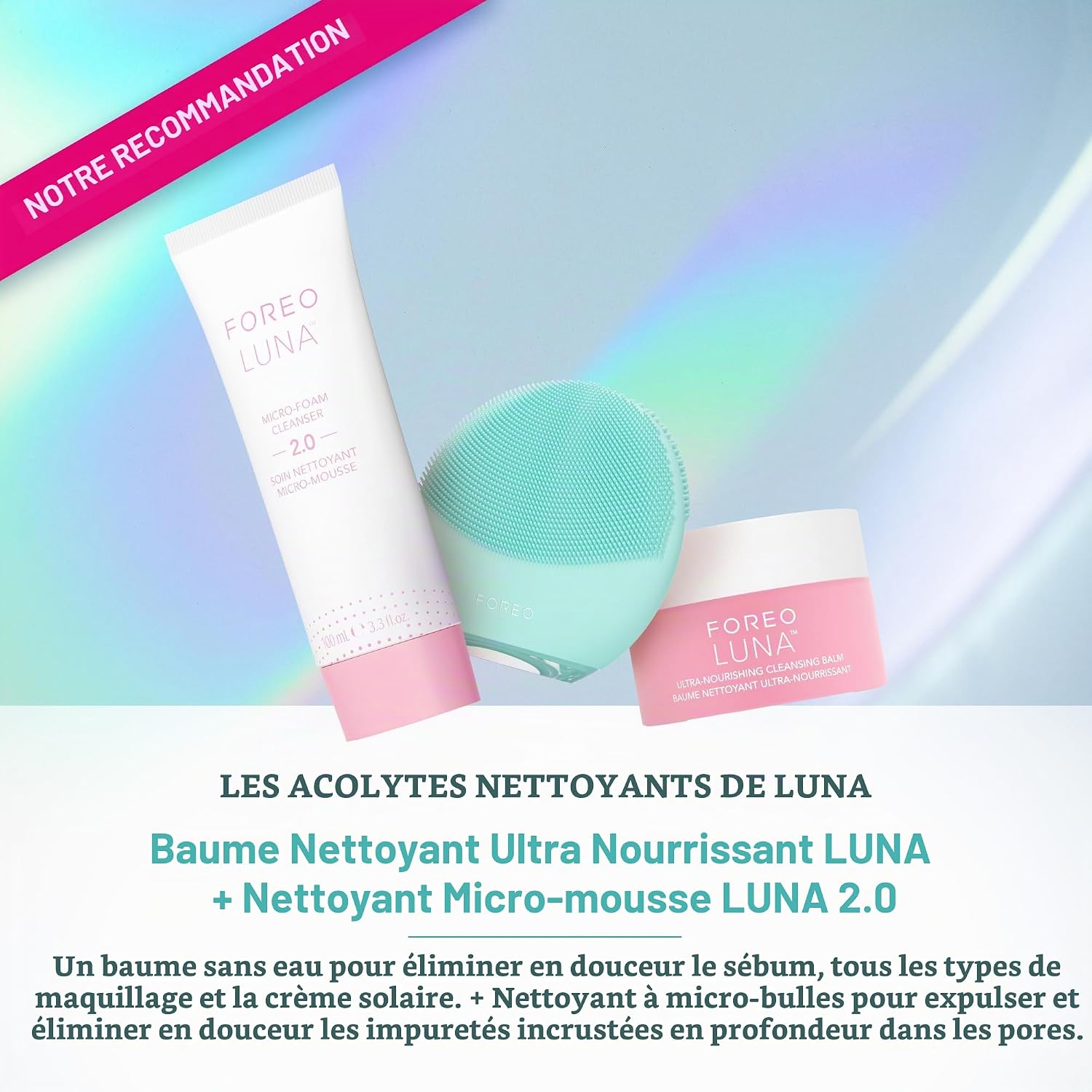 Detalle 2 de FOREO LUNA 4 mini : brosse nettoyante et massante visage en Arctic Blue