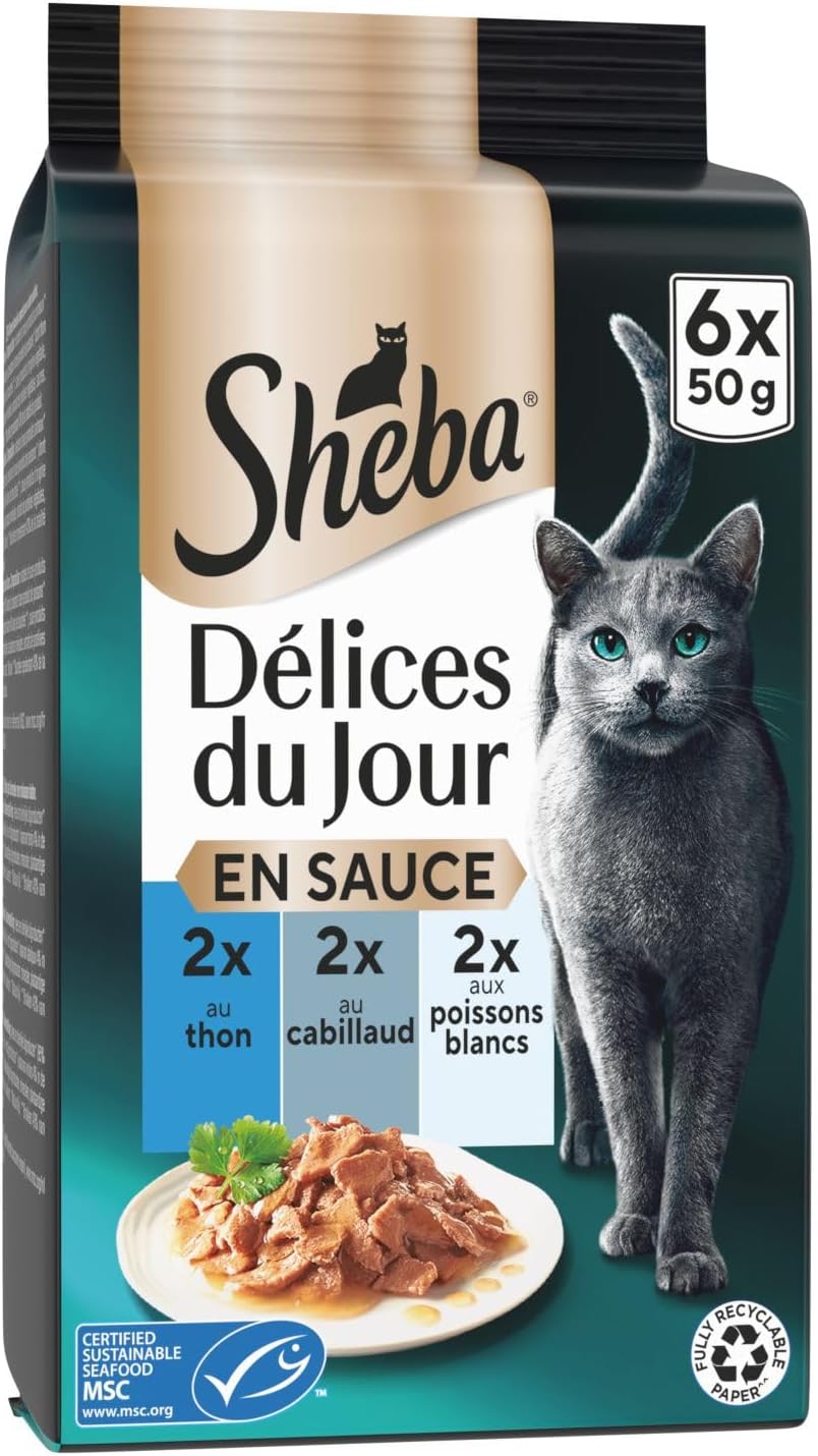 Thumbnail 1 de Sheba Délices du Jour Sachets Fraîcheur pour chat adulte – Sélection aux poissons en sauce (pack 12)