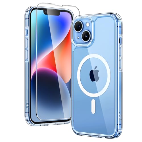 Detalle de TAURI Funda para iPhone 13/14 con MagSafe y Vidrio Templado — Transparente, ultrafina y antichoque