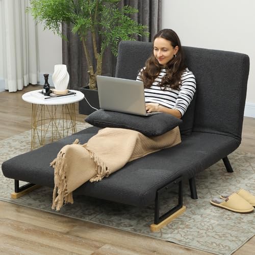 Thumbnail 6 de HOMCOM Sofá Cama Plegable 2 Plazas 🛋️ Gris Oscuro