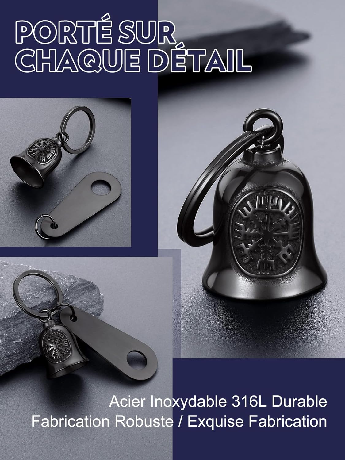Thumbnail 4 de Bandmax Clochette Moto Porte Bonheur en Acier Inoxydable – Cloche Guardian Bell Ange/Viking/Celtique