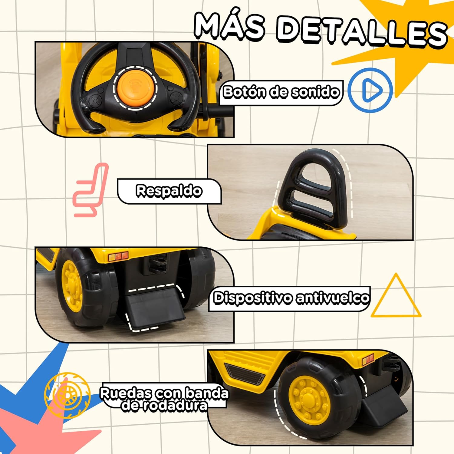 Thumbnail 4 de HOMCOM Tractor correpasillos Excavadora 83x27x39 cm