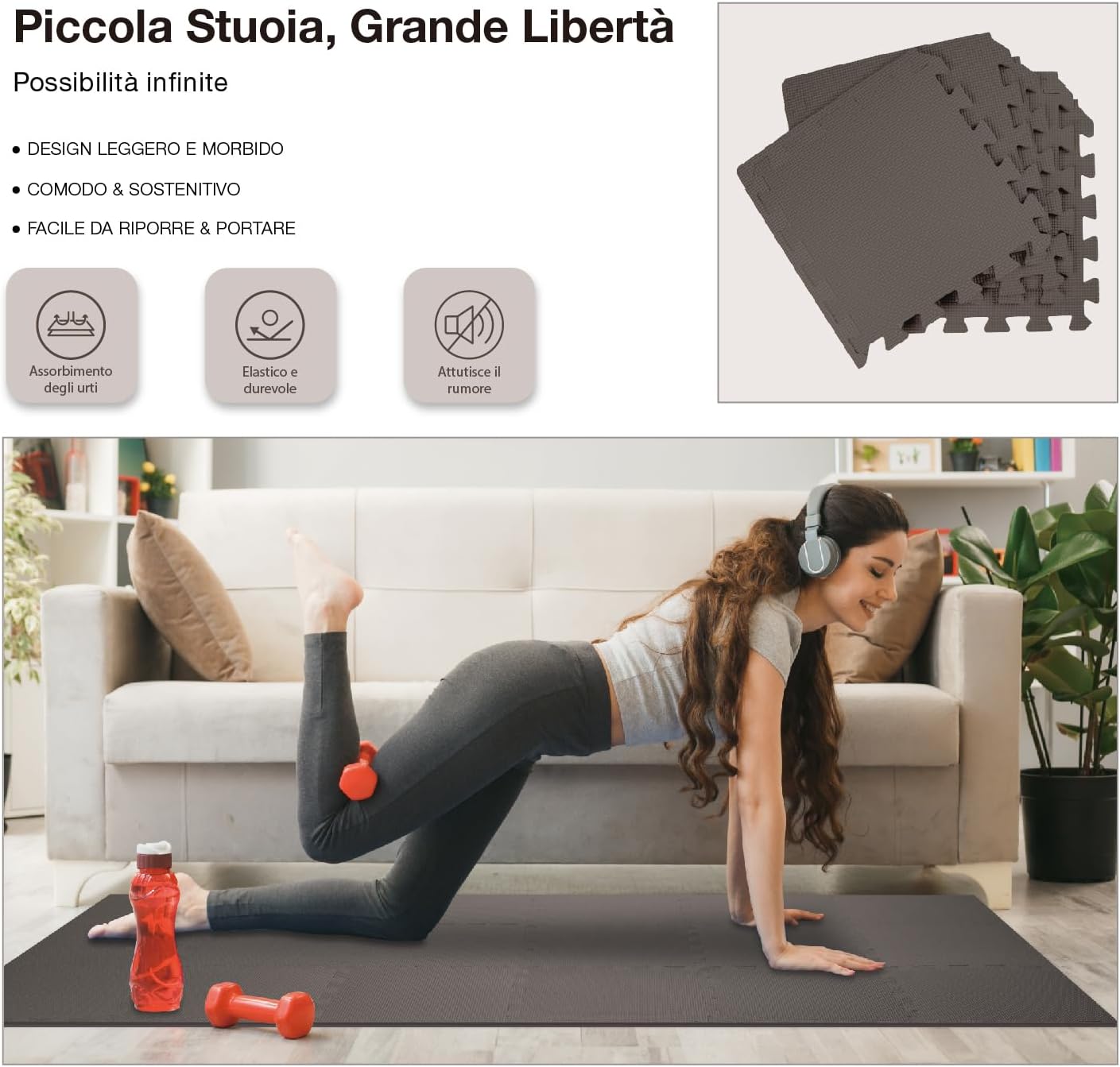 Detalle de AIRHOP Set 18 pezzi tappetini palestra in EVA a incastro 30x30 cm, antiscivolo e ammortizzanti