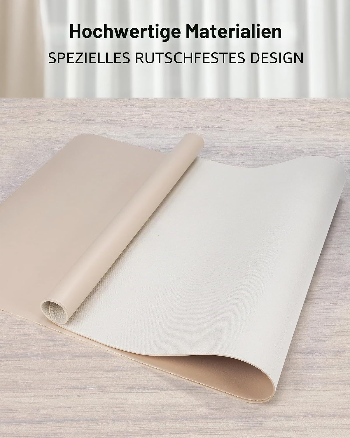 Detalle 2 de Schreibtischunterlage mit Leder-Optik, rutschfeste Wildleder-Rückseite und Multifunktionalität – 60 × 35 cm