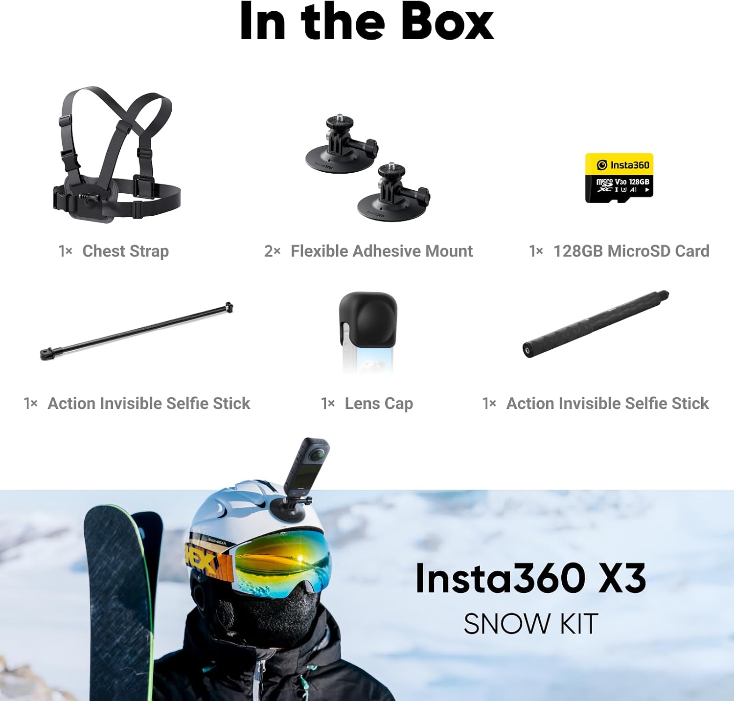 Thumbnail 1 de Insta360 X3 Kit Neve action cam 5.7K 72MP