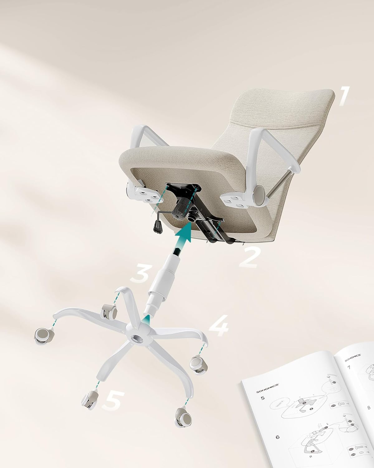 Thumbnail 1 de SONGMICS Bürostuhl OBN034K01: ergonomischer Drehstuhl mit S-förmiger Rückenlehne, höhenverstellbar und neigbar