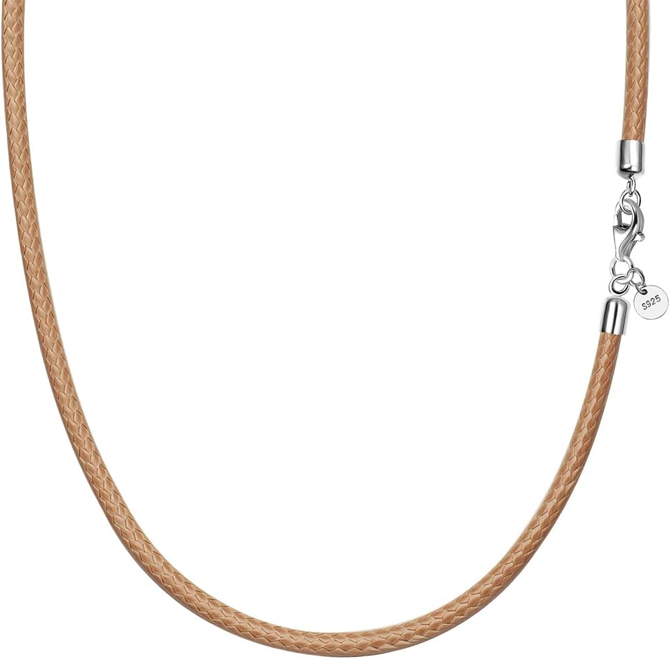 Thumbnail 6 de Viwind Lederkette 2,5 mm Geflochten, 925 Silber Verschluss – Unisex Halskette 45–60 cm