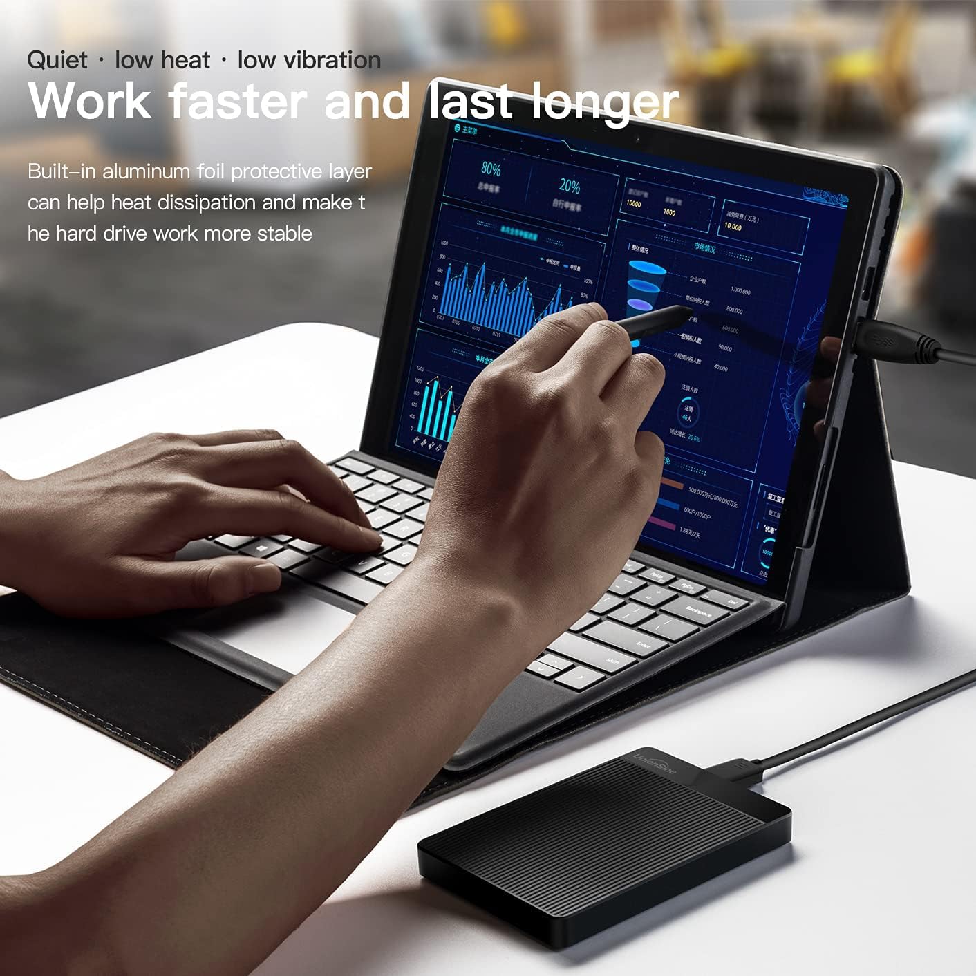 Thumbnail 4 de UnionSine Externe Festplatte 500GB ultradünn – USB 3.0, Plug & Play, kompatibel mit PC, Mac und Konsolen