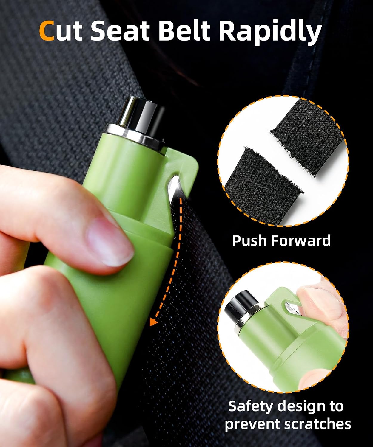 Thumbnail 2 de TICARVE 2-in-1 Window Breaker & Seatbelt Cutter – 3 Pack Car Emergency Escape Tools (Red, Green, Black)
