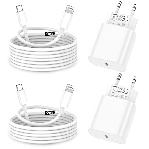 Detalle de Chargeur iPhone 20W en duo avec câbles Lightning 2 m & 3 m certifiés MFi – Ailawuu