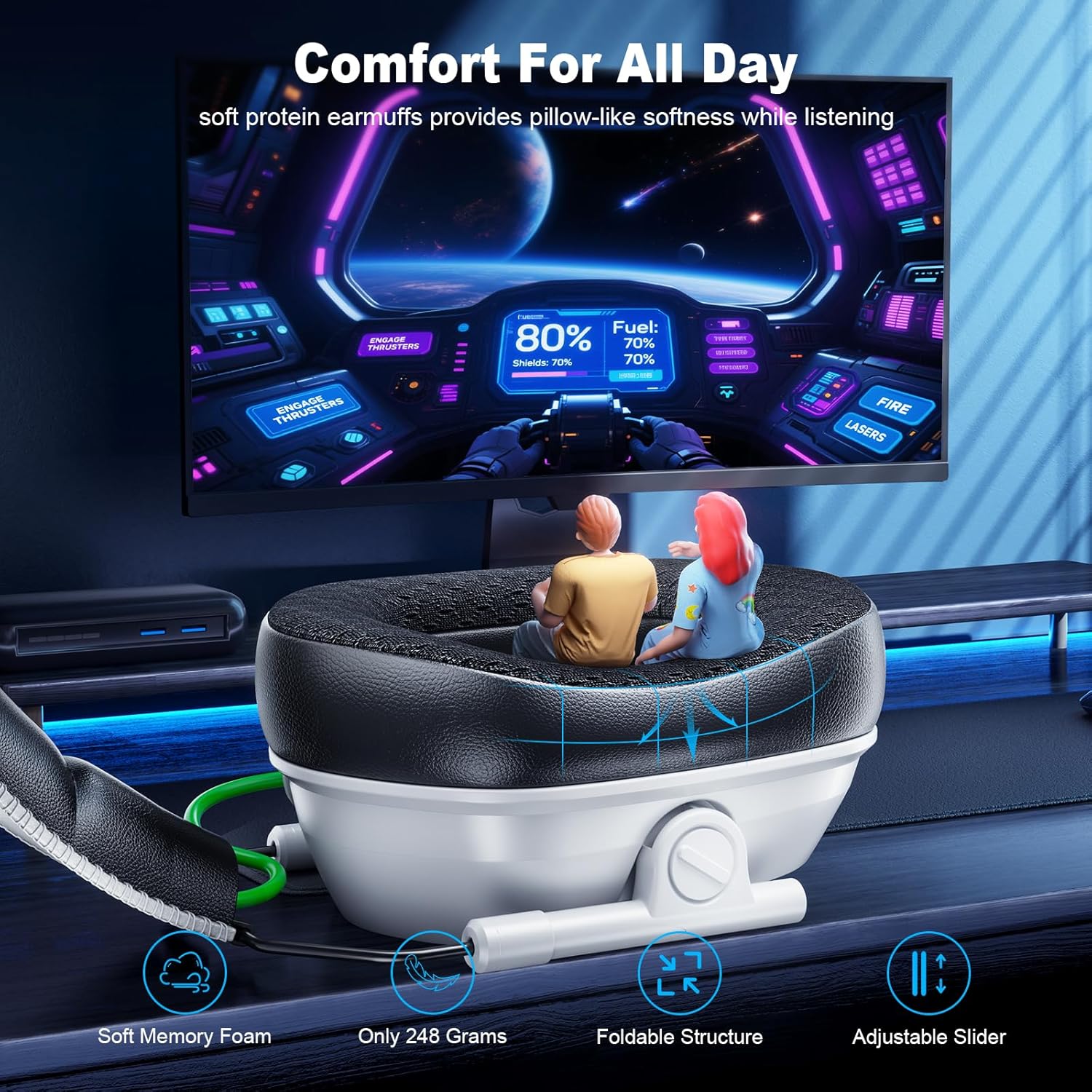 Detalle 2 de Fachixy VK81 Wireless Gaming Headset for PS5, PC, PS4, Switch, and Mobile