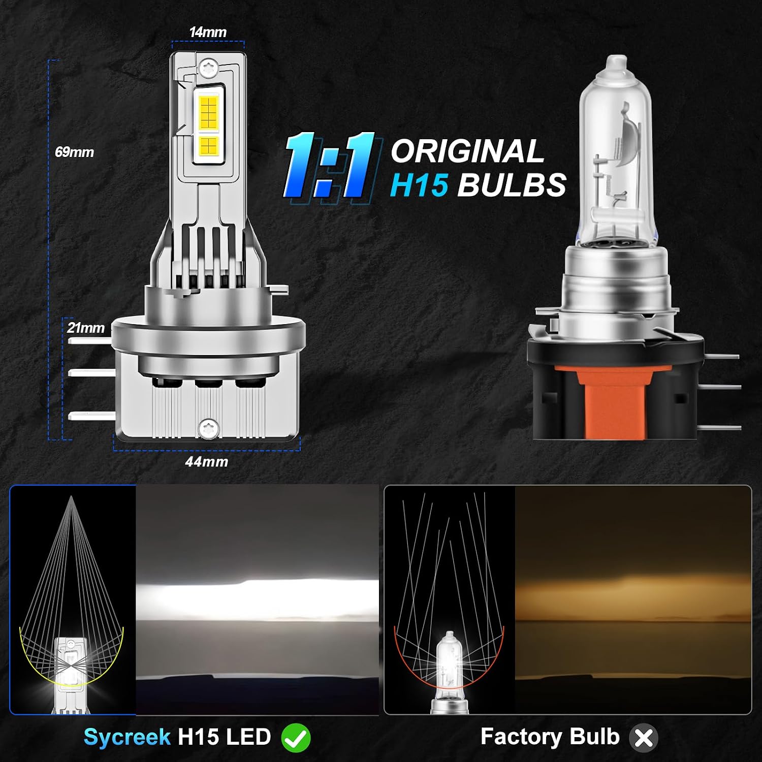 Thumbnail 4 de Sycreek Ampoules LED H15 100W 6000K