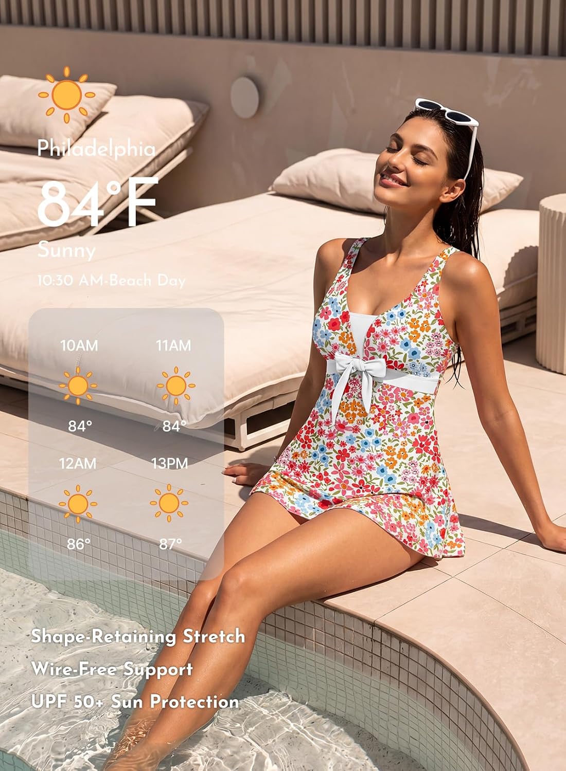 Detalle de Aleumdr Women Printed Two-Piece Tankini Swimsuits with Pockets and Tummy Control