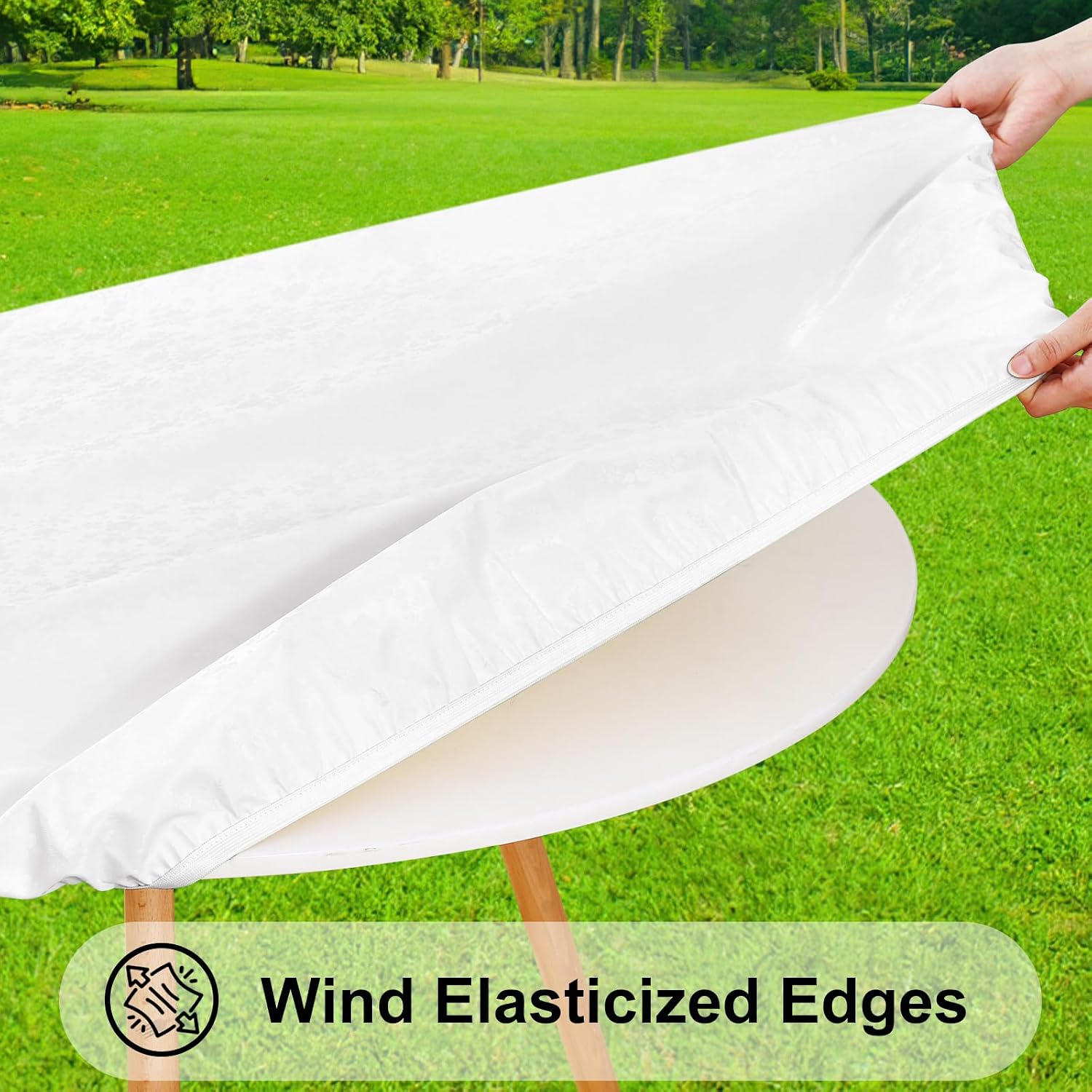 Detalle de Smiry Vinyl Fitted Tablecloth, 25"-30" Round