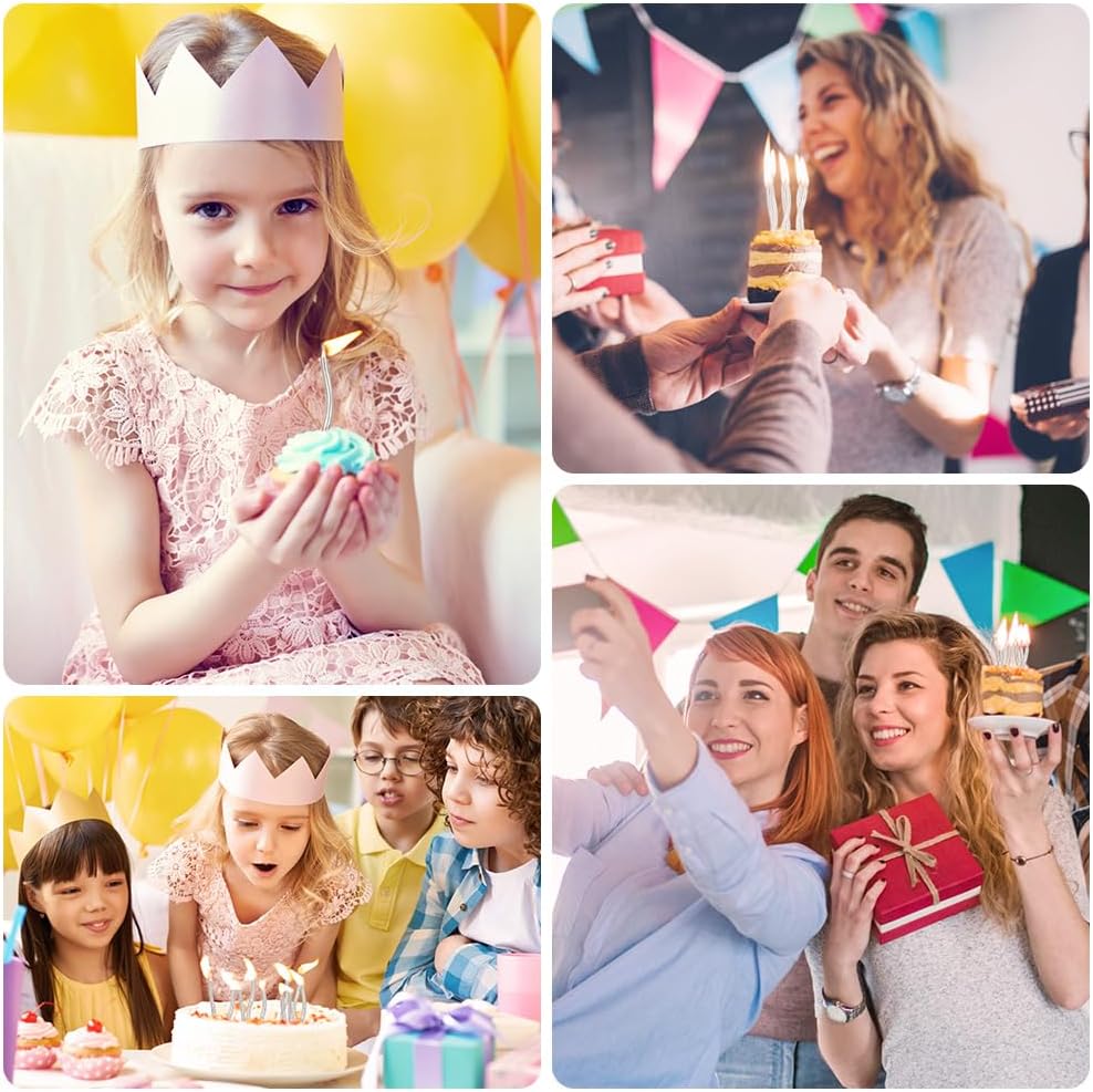 Detalle 2 de URAQT 24 Twisty Spiral Birthday Candles (Metallic) with Holders – Silver