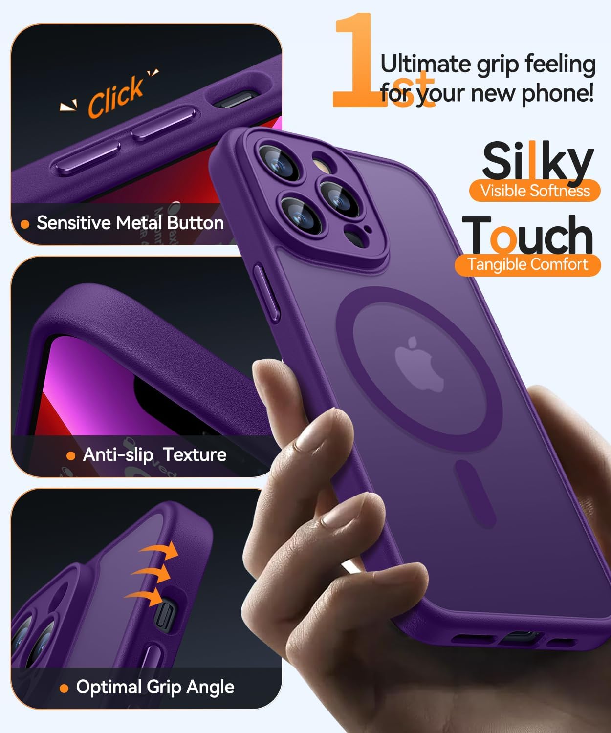 Thumbnail 4 de CANSHN Cover Magnetica per iPhone 13 Pro Max (6,7 Pollici) – Protezione completa della fotocamera, design traslucido opaco Viola Profondo