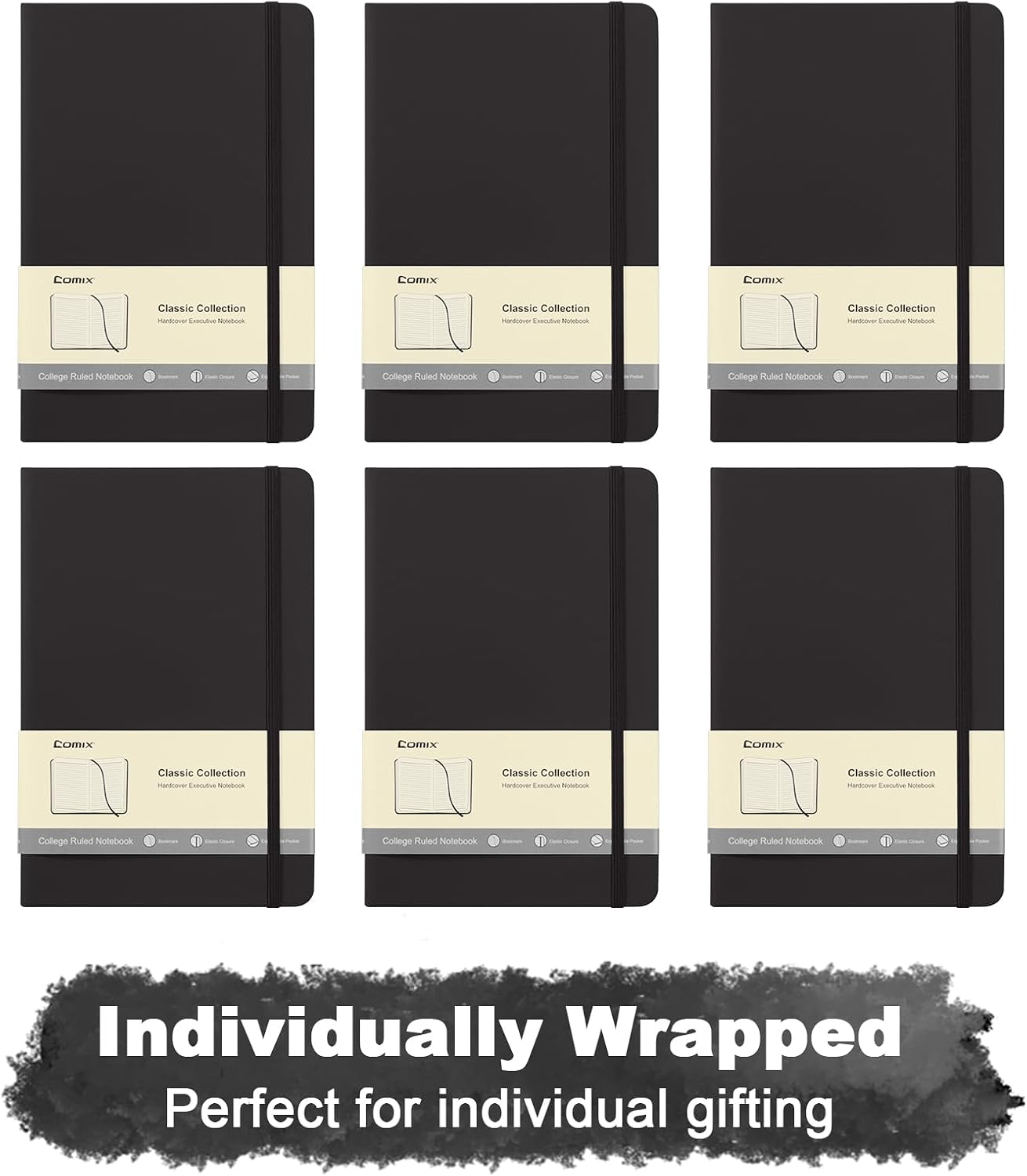Detalle de Comix A5 Lined Journal Notebook 6 Pack — 240 Pages per Notebook
