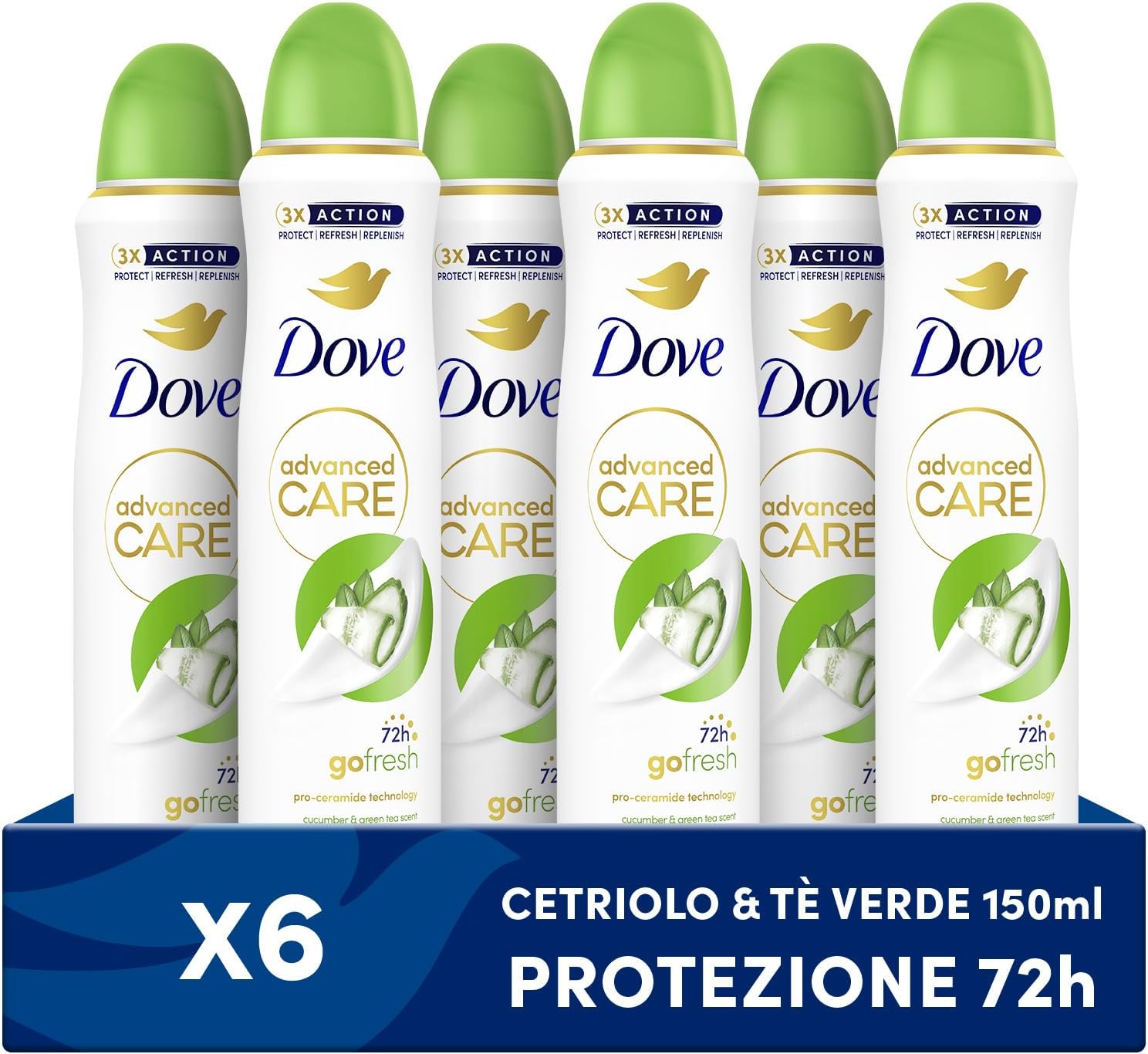 Detalle de Dove Deodorante Spray Advanced Care 150 ml x6