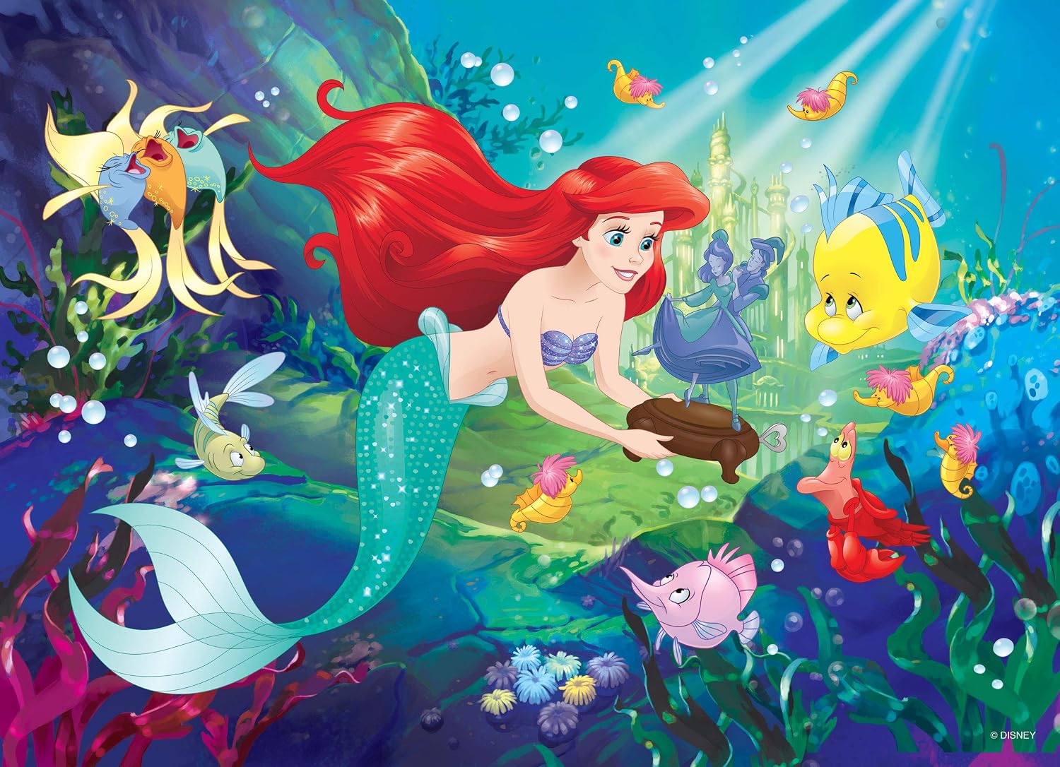 Detalle 2 de Lisciani Giochi The Little Mermaid Double-Sided Puzzle and Colouring Picture