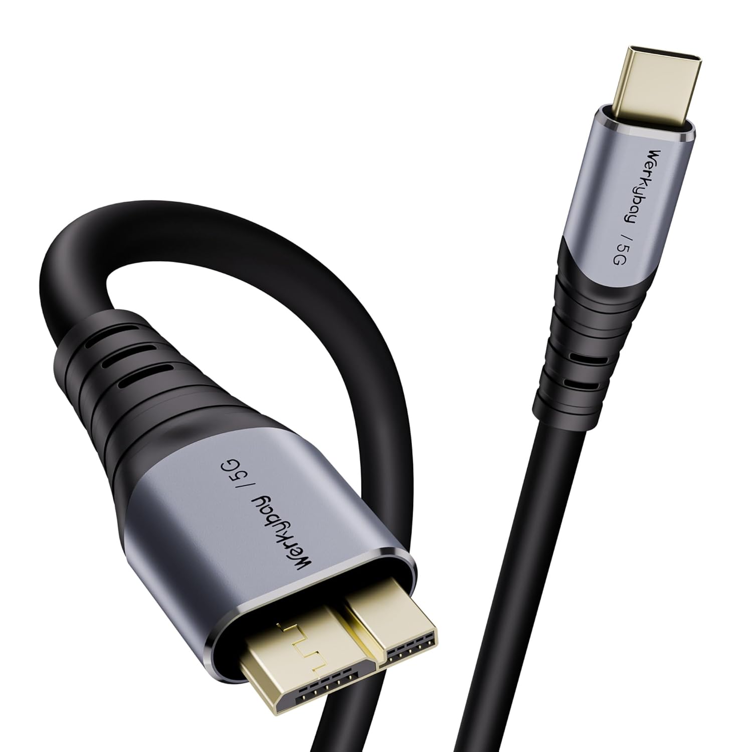Detalle de Werkybay Micro B 3.0 auf USB C Kabel 2m – robustes USB 3.0 Micro-B zu USB-C Ladekabel