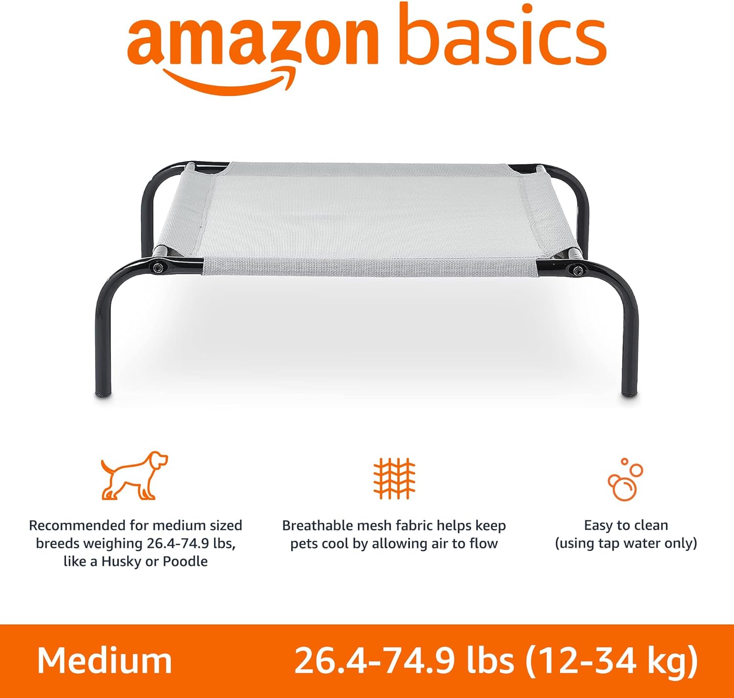 Detalle 2 de Amazon Basics podwyższone legowisko chłodzące dla zwierząt, M, 110 × 65 × 19 cm