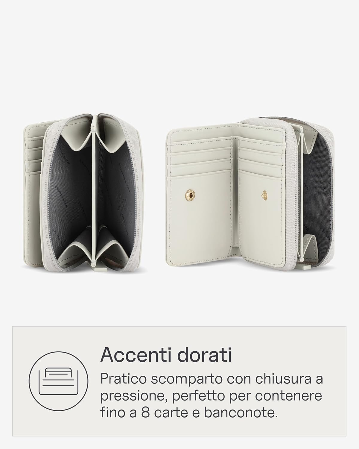 Detalle de Kapten & Son Bergen Pro Wallet Small Muted Sage: Portafoglio donna compatto con stile e funzionalità