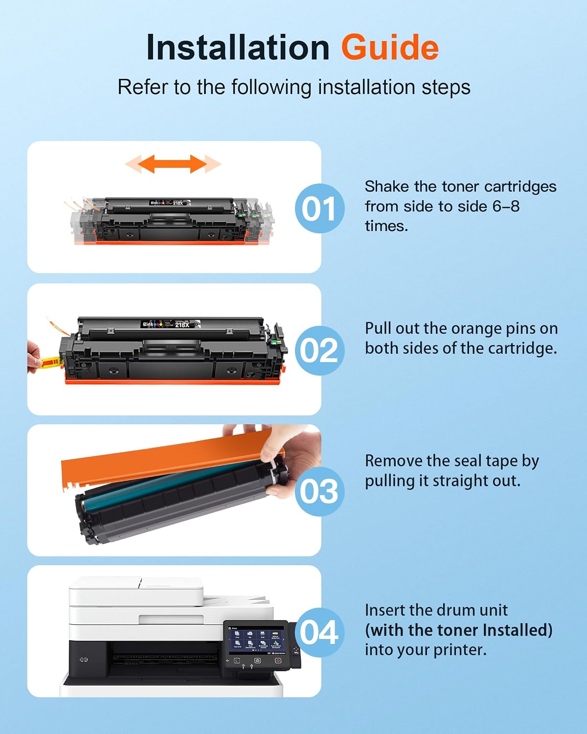 Detalle de E-Z Ink Pro 218X Compatible Toner Cartridge 4-Pack with Chips