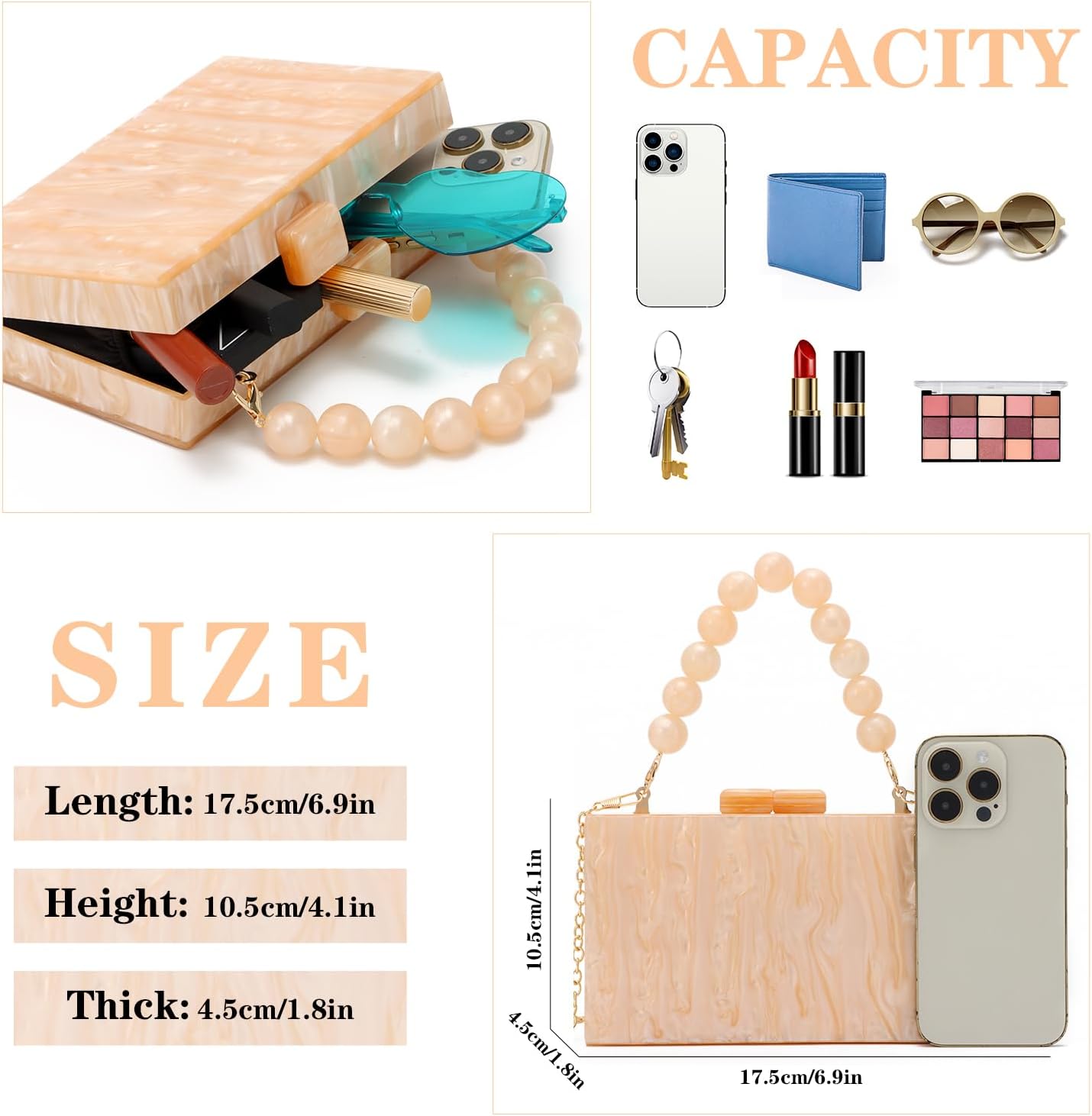Thumbnail 2 de EVEOUT Clutch acrílico Night elegante 17,5 cm