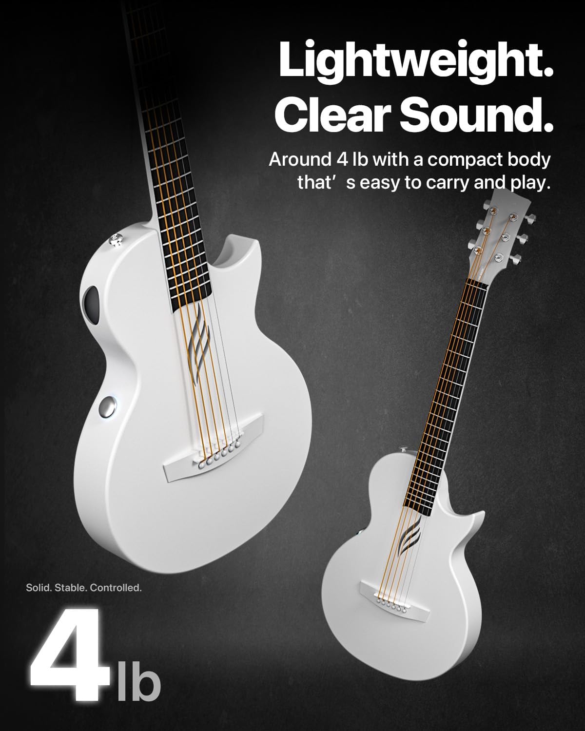 Detalle 2 de Enya NOVA GO SP1 Carbon Fiber Travel Guitar (35") with Smart AcousticPlus, Built-in Effects, USB Recording & Bluetooth Speaker