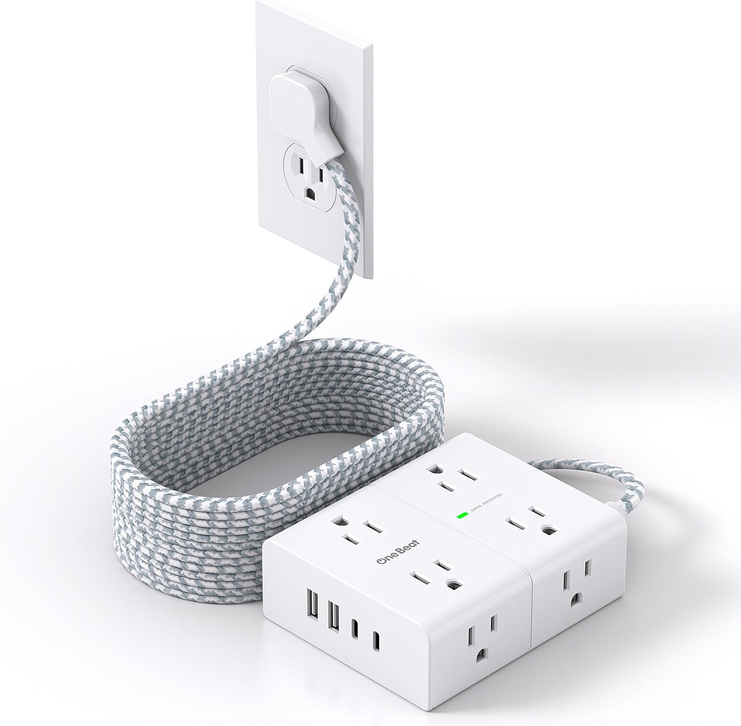 Detalle de Surge Protector Power Strip 15ft with 8 Outlets and 4 USB Ports ๐