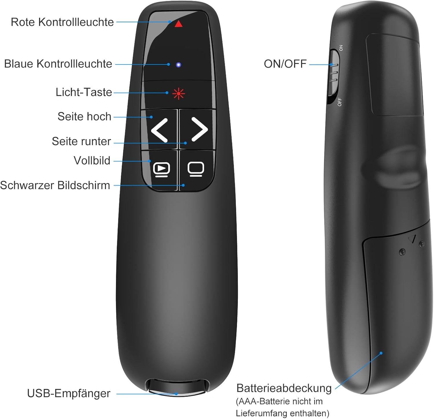 Thumbnail 6 de Kabellose 2-in-1 USB‑C Presenter-Fernbedienung mit Pointer, für PowerPoint & Co. (Batterien nicht enthalten)