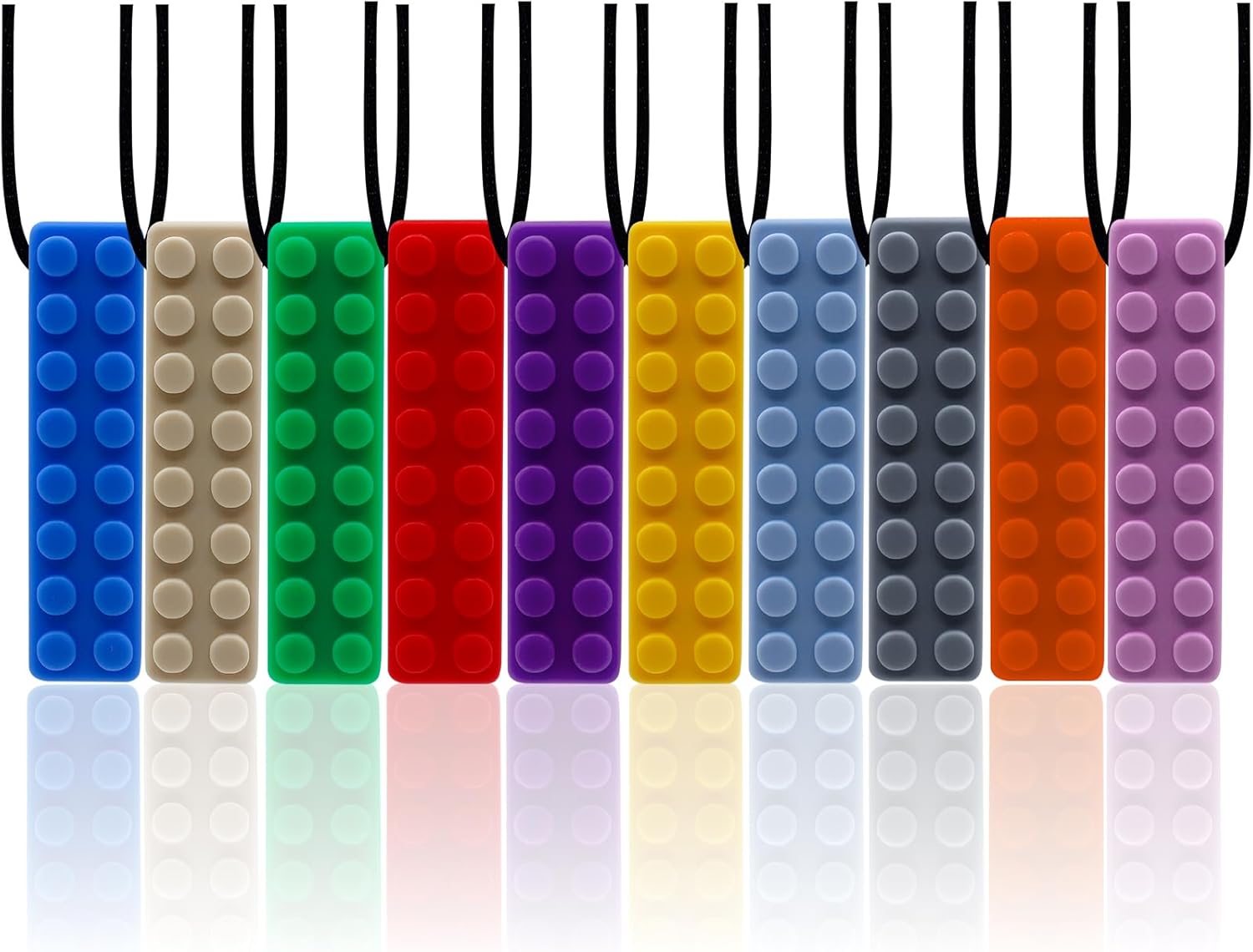 Detalle de LSHUN Chew Necklaces for Sensory Kids – 10 Brick-Shaped Silicone Chew Toys