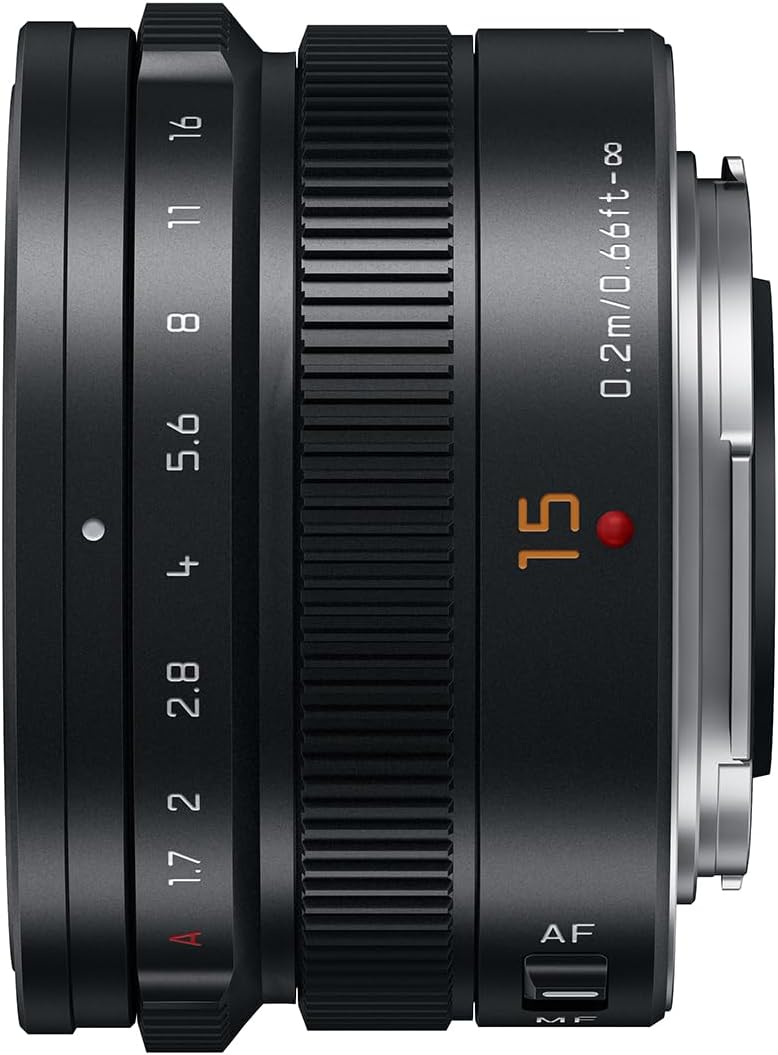 Detalle de Panasonic Lumix H-X015E9-K Leica DG Summilux 15 mm F1.7: Micro-Four-Thirds Objektiv (schwarz) für Fotos und Video