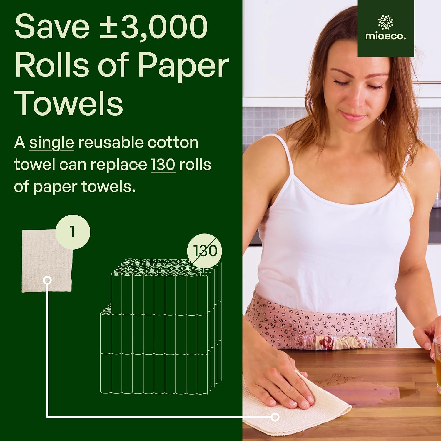 Thumbnail 5 de mioeco Reusable Kitchen Paper Towels, 24-Pack