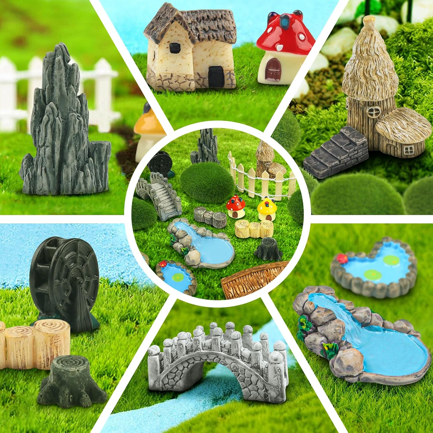 Thumbnail 5 de QUOZUO 1329-QEU tuinminiaturen, 21-delige sprookjestuinset van kunststof