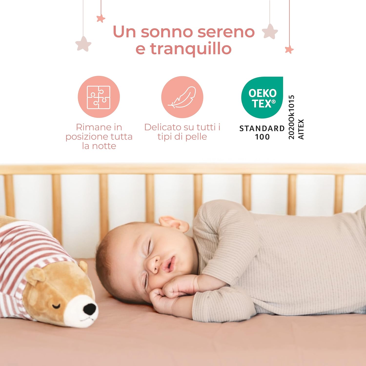 Detalle de Dreamzie Set 2 Lenzuola Culla 40x80 Cotone - Lenzuolo con Angoli per Carrozzina e Passeggino Neonato, Oeko-Tex Rosa/Bianco