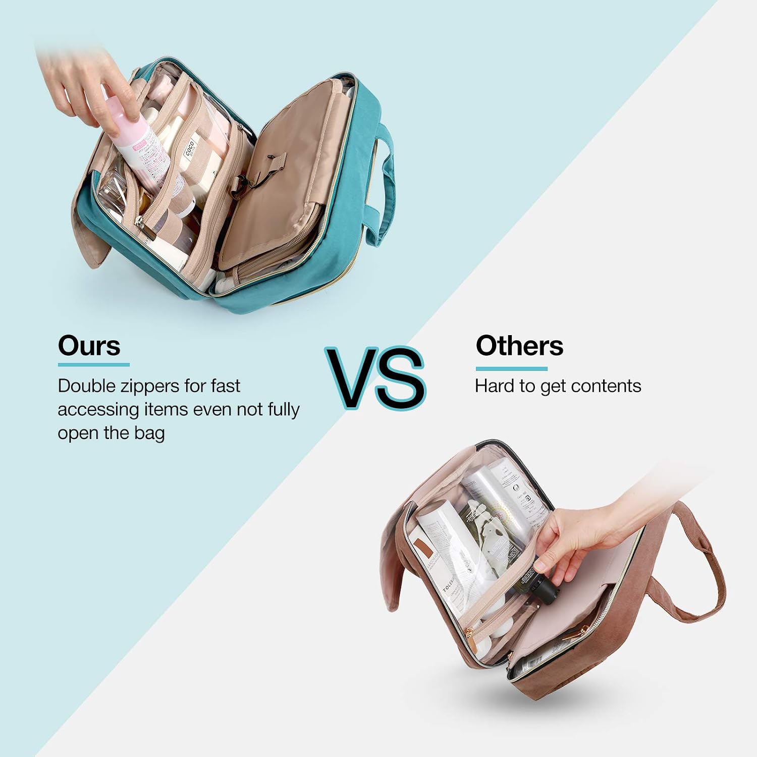 Thumbnail 3 de BAGSMART Hanging Travel Toiletry Organizer with TSA-Approved Clear Bag in Large Teal