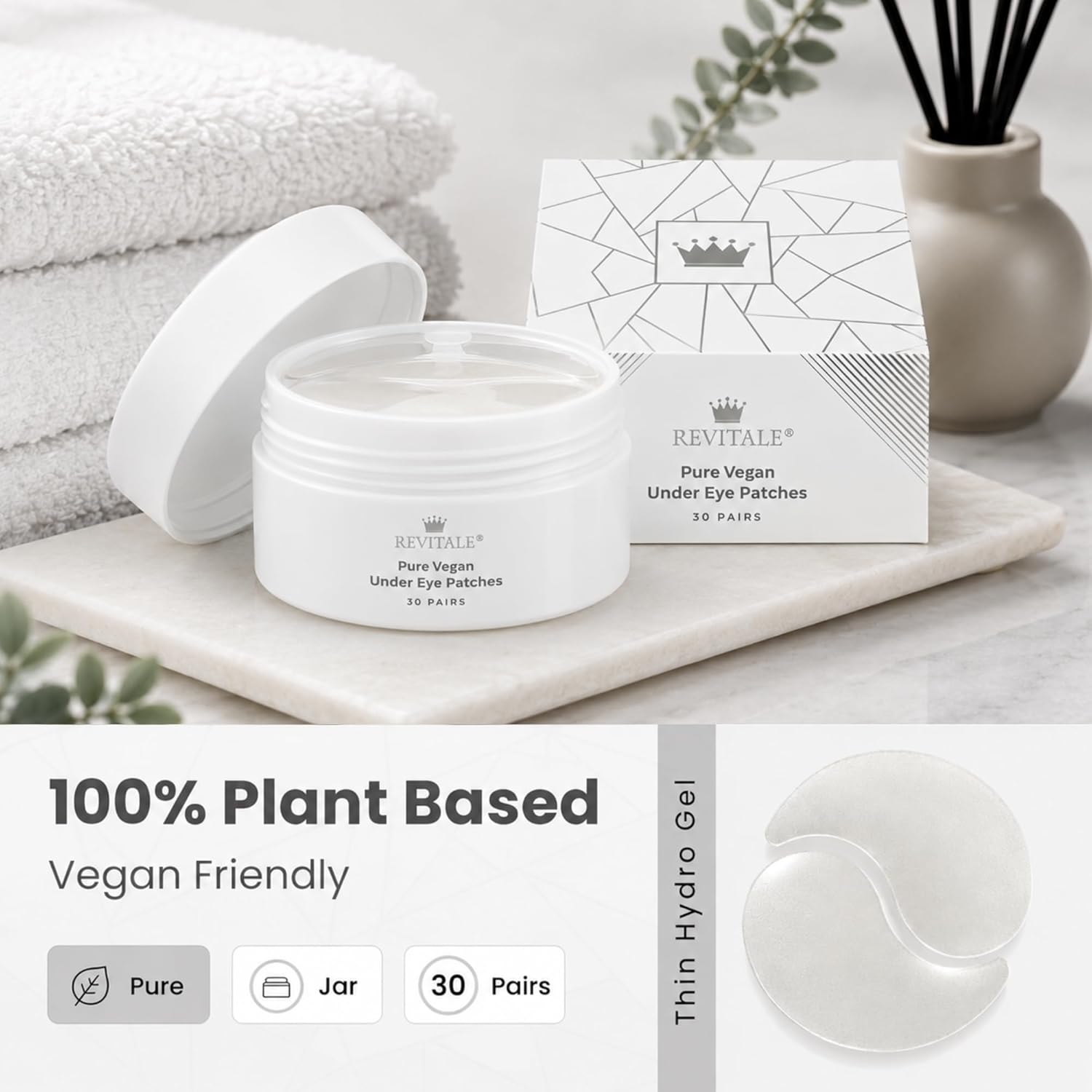 Thumbnail 3 de Revitale Pure Vegan Under Eye Patches – Masques pour les yeux riches en Aloe Vera et acide hyaluronique (30 paires)