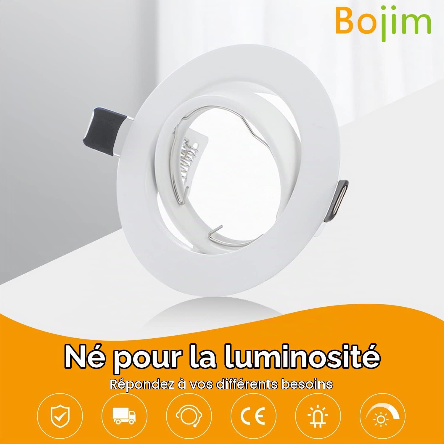 Detalle 2 de Bojim B092VB321H GU10-inbouwspots, draaibaar en rond, wit, set van 10