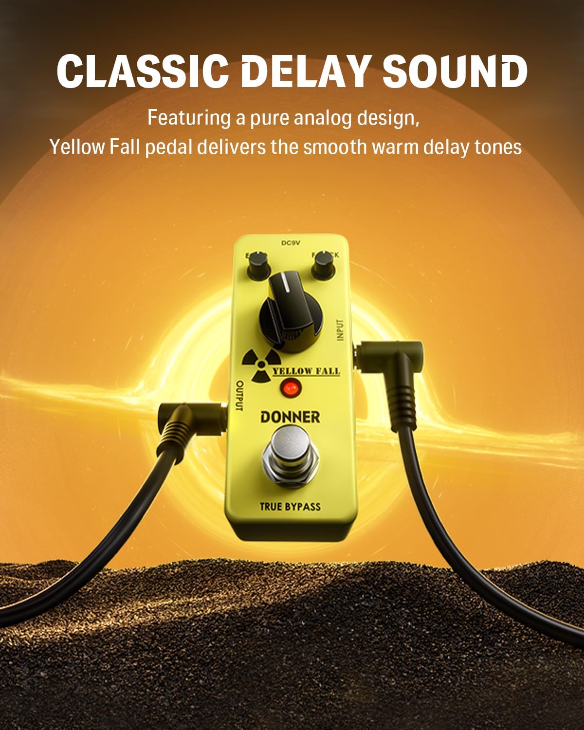 Detalle 2 de Donner Yellow Fall Analog Delay Pedal, Compact True Bypass