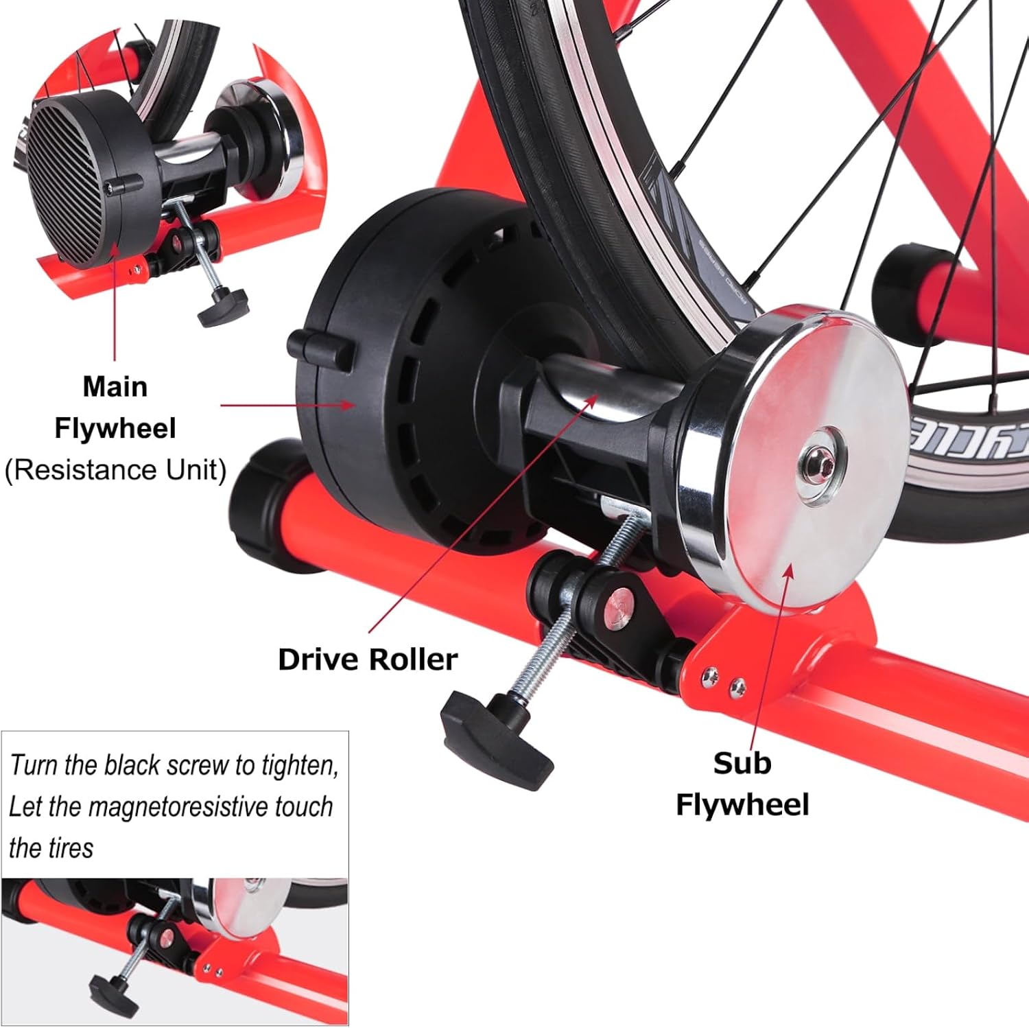 Thumbnail 3 de CXWXC MT-04RED Magnetic Bike Trainer for 26–29-Inch and 700C Wheels