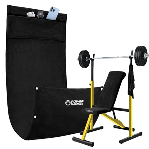 Detalle de POWER GUIDANCE Fitness Handtuch Set – Premium Mikrofaser Zweiteiliges Handtuch-Set (130x50 cm & 50x30 cm) mit Kapuze, Druckknöpfen, Reißverschlusstasche, Magnetclip und Gummiband