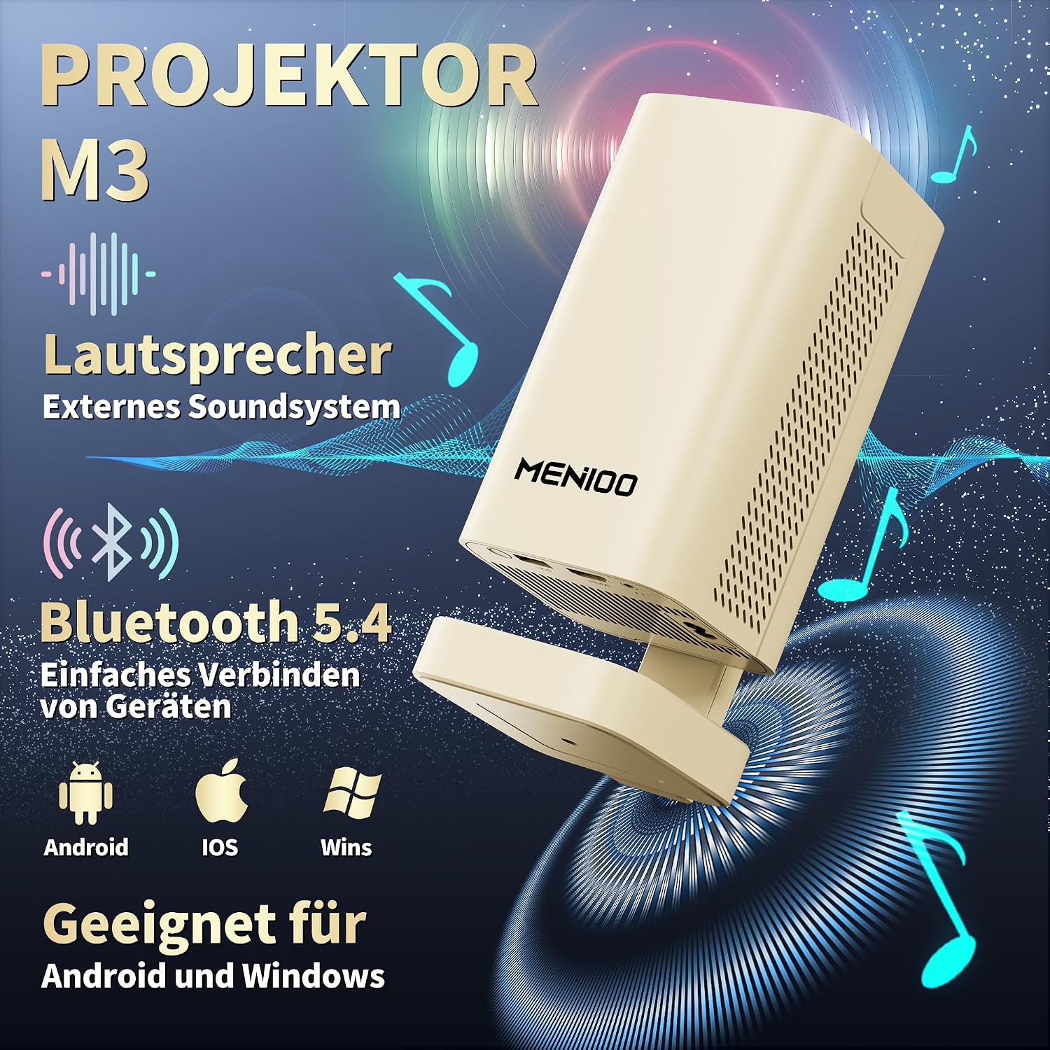 Detalle 2 de Mini Projektor 1080P für WLAN 6, Beige