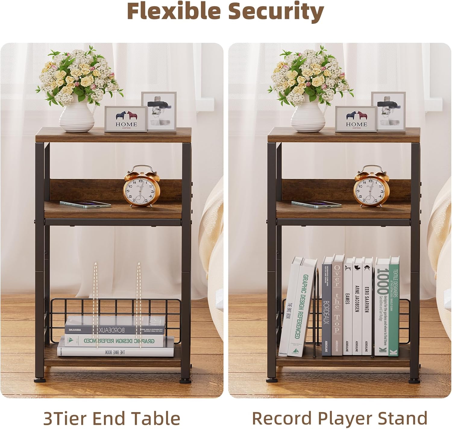Thumbnail 4 de Simple Trending Record Player Stand: Rustic 3-Tier Turntable and Vinyl Storage