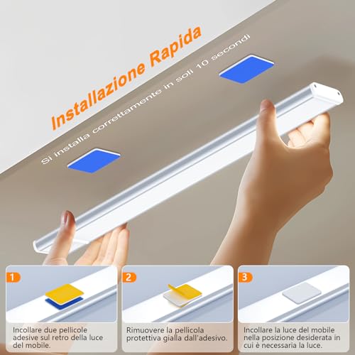 Detalle de TRUMPETS 30cm Motion Sensor LED Cabinet Light: luce versátil e ricaricabile con sensore e regolazione della temperatura colore