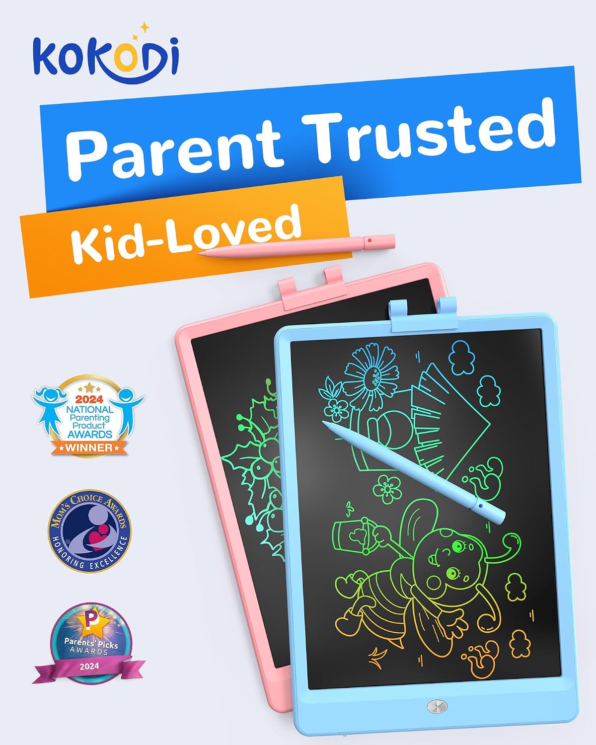 Thumbnail 1 de KOKODI 10‑Zoll LCD-Schreibtafel für Kinder (ab 3 Jahren) – blaue Maltafel mit Zeichen-/Notizfunktionen