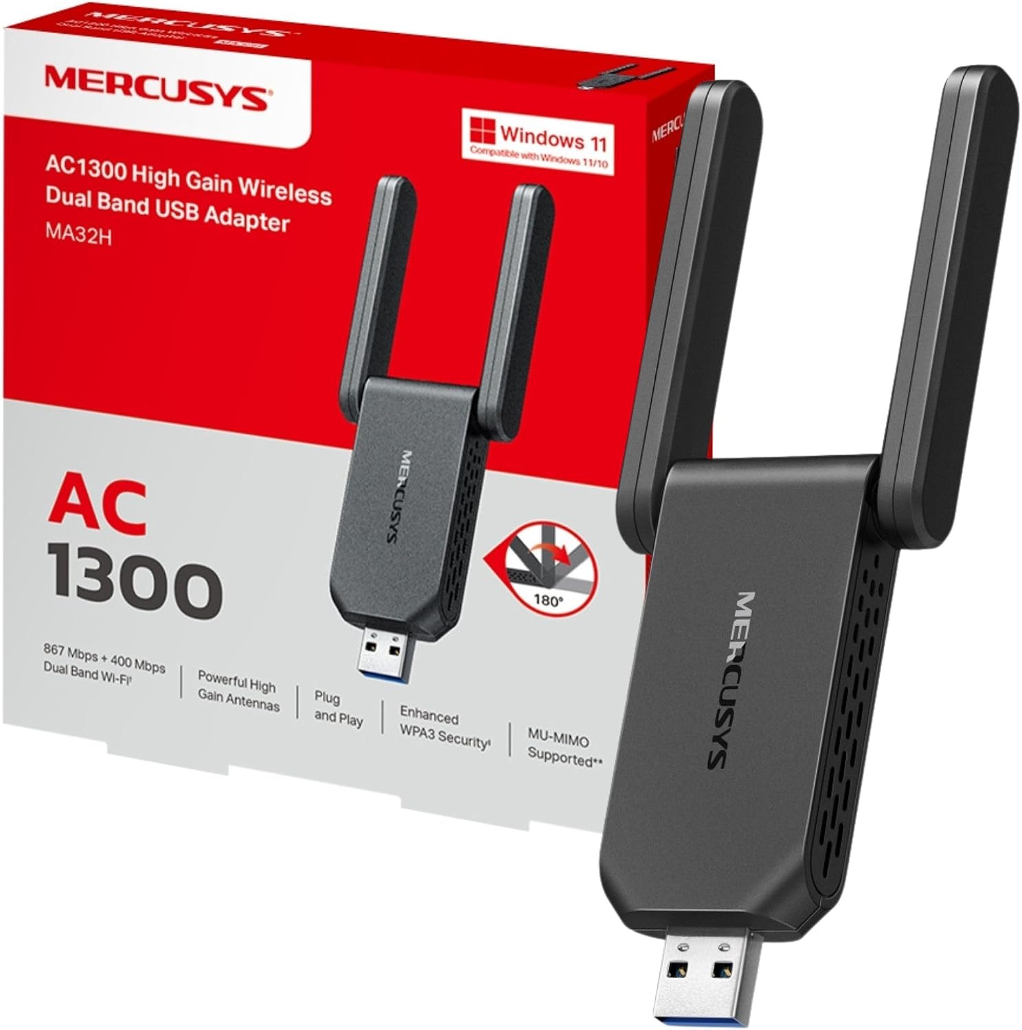 Detalle de MERCUSYS MA32H AC1300 USB Wi‑Fi Dongle