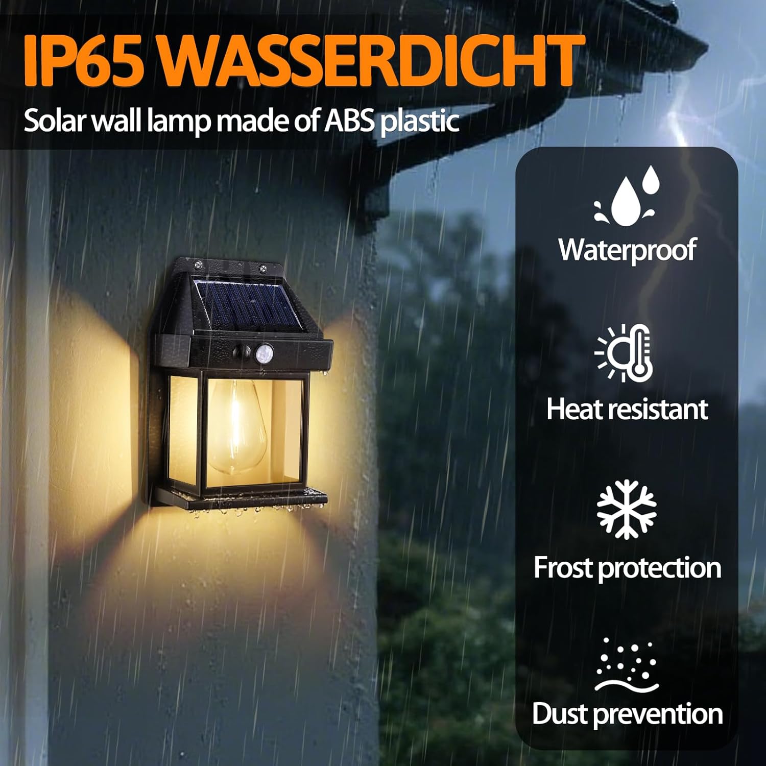Thumbnail 3 de Blakapoo 2 Pack Solar Wall Lights Outdoor: Motion Sensor, IP65 Waterproof, Warm White