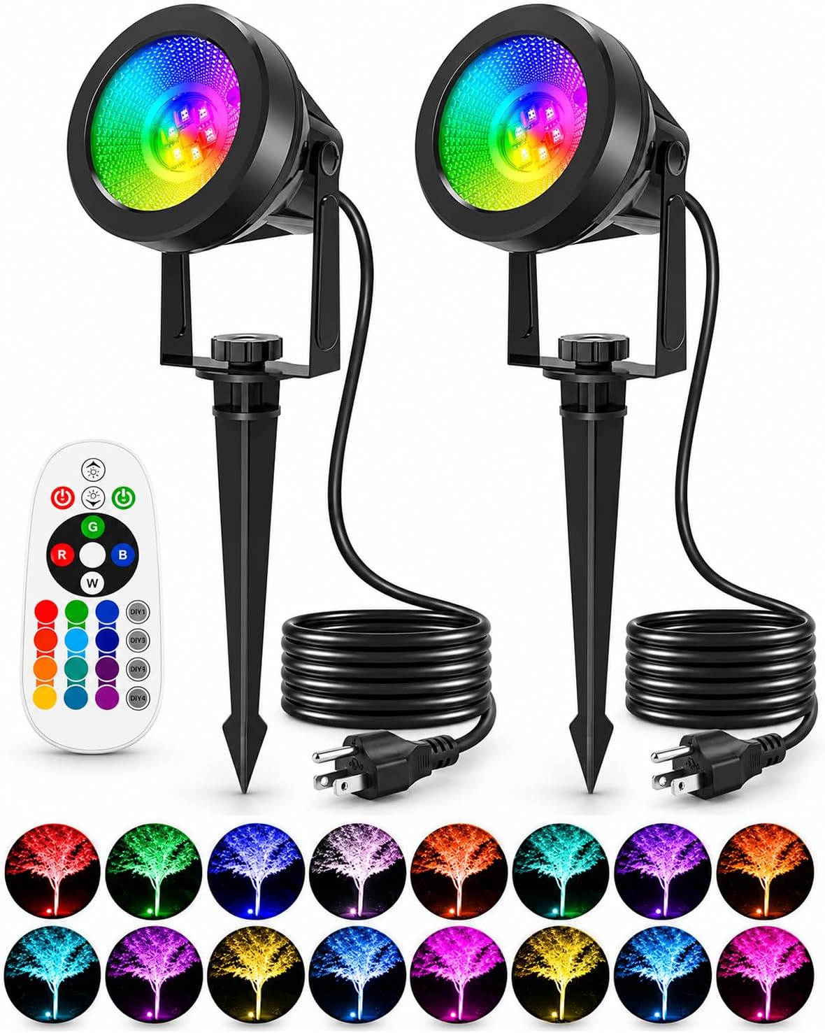 Detalle de T-SUNUS TS-F2020-1H-(RGB|30)-US-2P RGB Landscape Spotlights, 2-Pack
