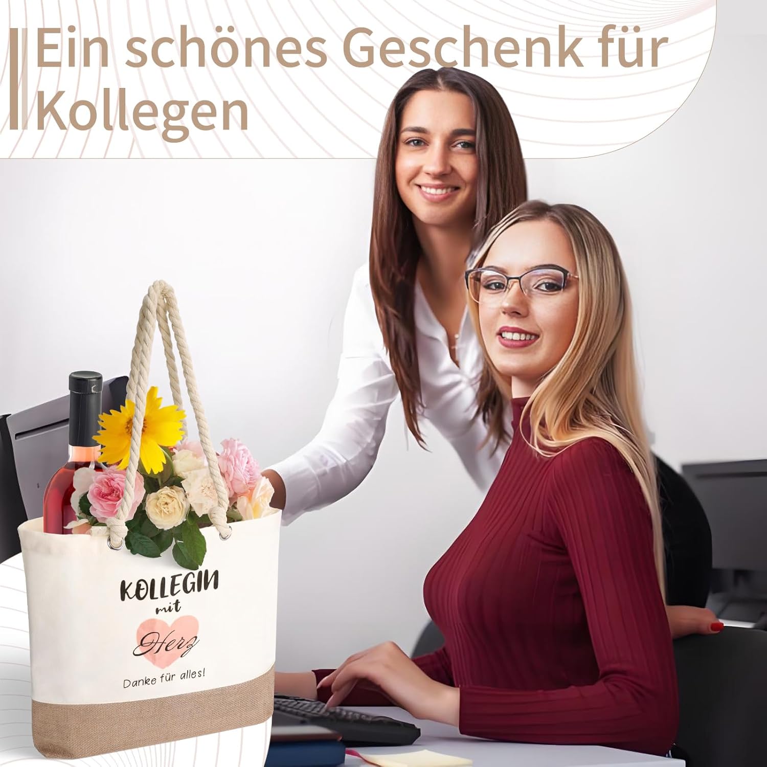 Thumbnail 6 de Kaempe Kollegen Tasche – Jute Tragetasche als Abschieds- oder Geburtstagsgeschenk für Kollegin/Kollegen